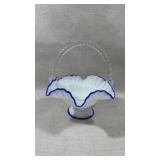 Fenton style BASKET Blue Ridge Opalescent SPIRAL