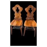2 Brutalist Tyrolean Oak Dining Chairs