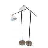 2 Adjustable Floor Lamps Glass Shades