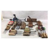 Antique Advertising Ice Picks,Wood Plane, Drill