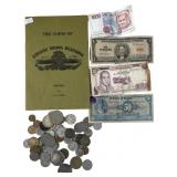 Assortment of vintage Mexican coins & paper money