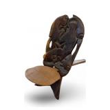 Vintage African  Palaver Chair Fish Carving