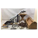 Hand Tools, Wood Hand Crafted Tool Box, Folding