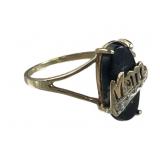10K Gold Diamond & Black Onyx "MOM" Ring