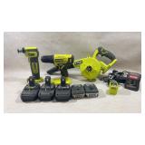 Ryobi auto hammer, drill and leaf blower