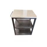 Granite Top Metal Base Island w Towel Rack