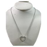 Ladies 925 Silver CZ Heart Necklace