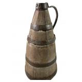 Antique Armenian Wood & Metal Jug for Wine