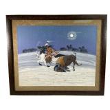 Rance Hood "Moonlight Hunt" Serigraph framed H