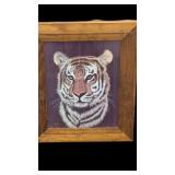 Vintage Wood Frame Lion Print by M Brice