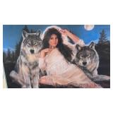 Hand Signed Litho by Maija Starlit Night Art Wolve