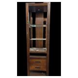 Lighted Cabinet Glass Shelves, Drawer