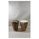2 vtg hand made animal fur 10" drums