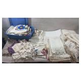 Large lot of vtg/antique table cloths, table