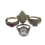 4pc Ladies Gemstone .925 Silver Rings