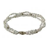 14k Yellow Gold Tri Strand Pearl Seed Bracelet