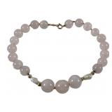 14k Yellow Gold Rose Quartz & Pearl Bracelet