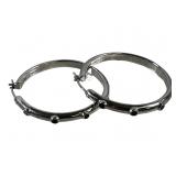 Hidalgo Black CZ Sterling Silver Hoop Earrings