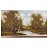 Original Oil on Canvas Stream in Mountains 56x33