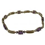 10k Gold Purple Amethyst & Diamond Ladies Bracelet