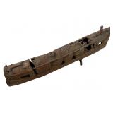 Vintage Hand Carved Chinese Bamboo Wood Boat Ship