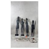 Set of 4 African hand-carved Besmo figurines,