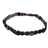 Milor Sterling Peridot & Garnet Ladies Bracelet