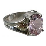 10K Black Hills Gold .925 Silver Pink Cz Ring