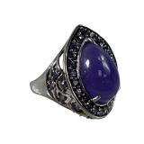 JOY Sterling Silver Purple Jade & Rhinestone
