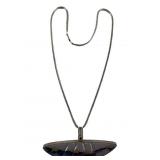 Signed MK Sterling Silver Agate Necklace