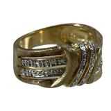 Ladies Gold Over Sterling Silver Diamond Ring