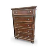 5 Drawer Wooden Chest Modern Dark Wood Dresser