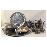 Silver Plate Tea Set, Sugar Creamer Set, Serving