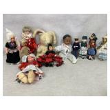 Vintage and International Dolls with Plush Bunny