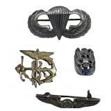 WWII & VETERAN STERLING SILVER PINS