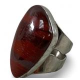 Large Signed Agate & 925 Silver Ring