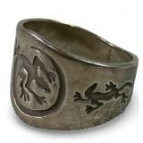 Mex 925 Silver Lizard Motif Ring