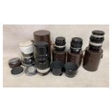 Vtg NIKON NIKKOR Camera Lenses in Leather cases