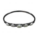 925 Silver Synthetic Opal Hinged Cuff Bracelet