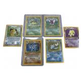 6 Holo Base Set Pokemon Cards Machamp , Meowth &
