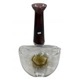Murano Italian Glass Dish & Hand Blow Glass Vase