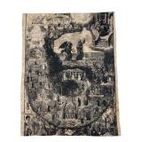 19th Century Religious Woodblock Print