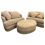2 Oversized Luxury Chairs with Ottoman