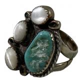 Turquoise & MOP Sterling Native American Ring
