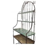 Wrought Iron Bakers Rack with Glass and Marble