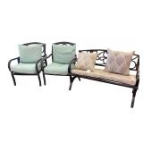 3pc Metal Patio Set 2 Chairs and a Bemch