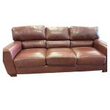 Chocolate Brown Leather 3 Cushion Sofa