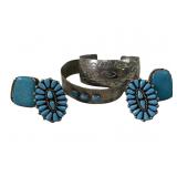 Turquoise Native American Nickel Silver Rings &