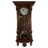 Walnut Weight-Driven Wall Clock with Roman Numeral