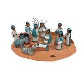 Signed Native American Pueblo Nativity Set